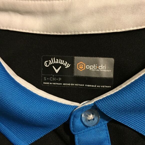 Callaway Blue White Black Golf Polo Striped Opti Dri S - Picture 3 of 5